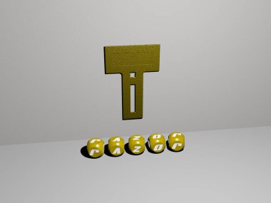 Kavram ve sunumların ilgili anlamları için metalik zar harflerinin yaptığı üç boyutlu grafikler ve metinlerin çizimi. berber ve sakal