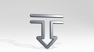 DiAGRAM Oku, gölgeyi perspektiften düşürüyor. Üç boyutlu metalik malzemelerden yapılmış kalın bir heykel. resimleme ve iş