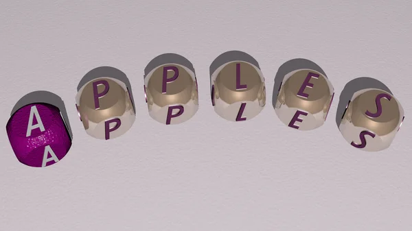 Combinatie Van Apples Gebouwd Door Kubieke Letters Vanuit Het Topperspectief — Stockfoto