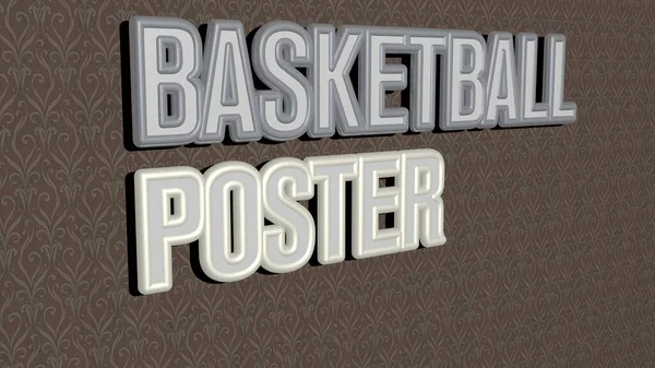 Illustratie Van Basketbal Poster Graphics Tekst Gemaakt Door Metalen Dobbelstenen — Stockfoto