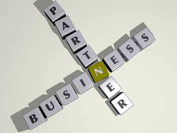 Combinação Business Partner Construído Por Letras Cúbicas Partir Perspectiva Superior — Fotografia de Stock