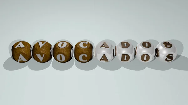 Combinatie Van Avocados Gebouwd Door Kubieke Letters Vanuit Het Topperspectief — Stockfoto