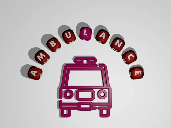 Illustration Ambulance Graphics Text Icon Made Metallic Dice Letters Related — Stock Photo, Image