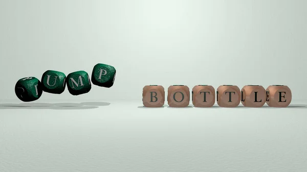 Kreuzworträtsel Der Pumpe Flasche Durch Kubische Buchstaben Auf Einem Spiegelboden — Stockfoto