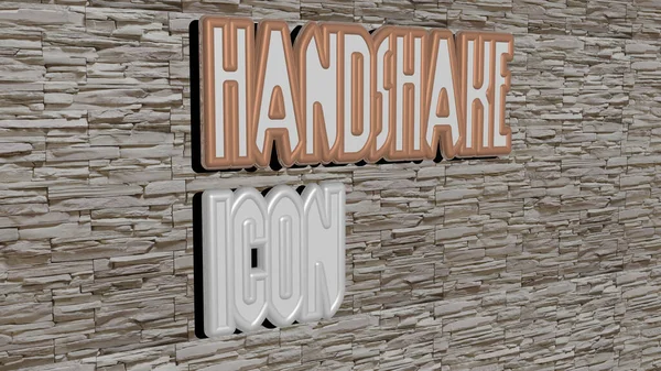 Handshake Icon Grafiklerinin Boyutlu Çizimi Konsept Sunumların Ilgili Anlamları Için — Stok fotoğraf