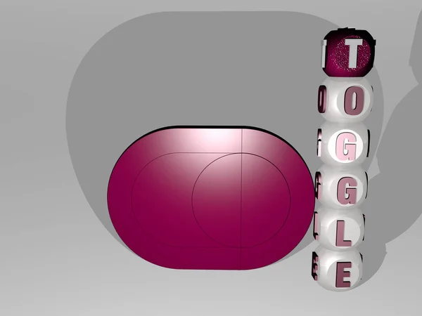 아이콘이 Toggle 표현과 바닥에 제곱미터 글자로 텍스트는 개념적 의미와 슬라이드 — 스톡 사진