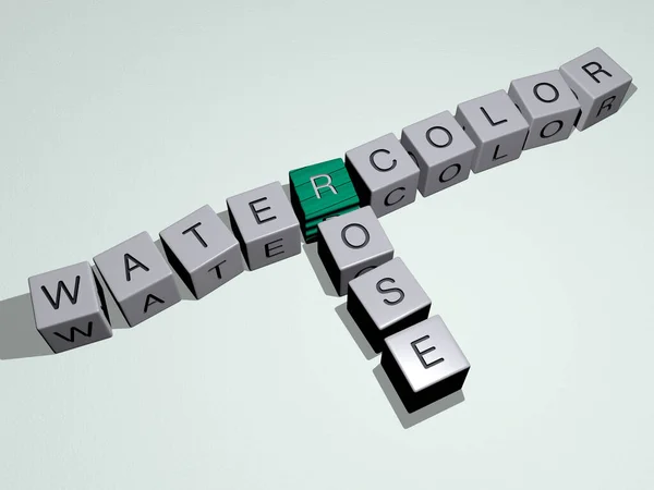 Watercolor Rose Combined Dice Letters Color Crossing Related Meanings Concept — Stock Photo, Image