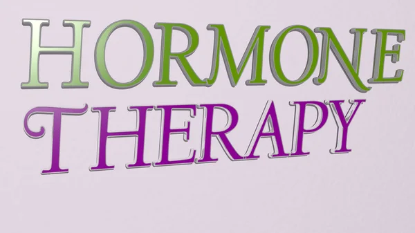 Ábrázolása Hormone Therapy Ikon Falon Szöveg Rendezett Fémes Kocka Betűk — Stock Fotó