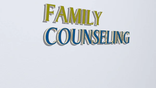 Representation Family Counseling Icon Wall Text Arranged Metallic Cubic Letters — Stock Photo, Image