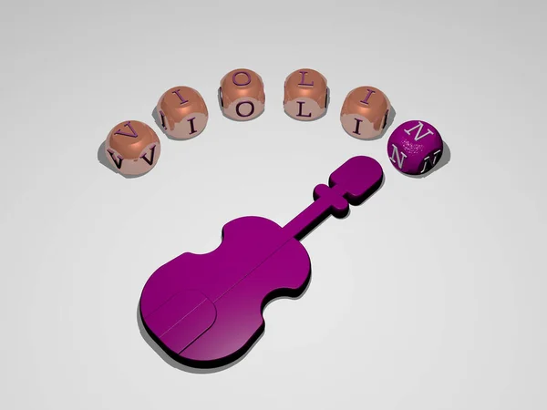 Illustrazione Della Grafica Del Violino Del Testo Intorno All Icona — Foto Stock