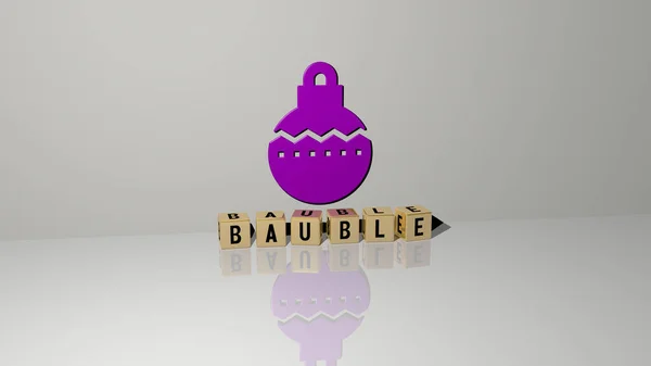 Representação Bauble Com Ícone Parede Texto Dispostos Por Letras Cúbicas — Fotografia de Stock