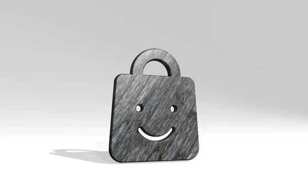 Shopping Bag Ombra Sorridente Una Prospettiva Una Scultura Spessa Fatta — Foto Stock