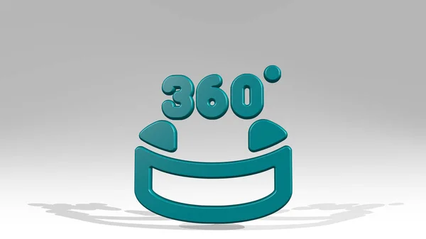 Βιντεοπαιχνίδι 360 Σταθεί Σκιά Απεικόνιση Της Μεταλλικής Γλυπτικής Λευκό Φόντο — Φωτογραφία Αρχείου