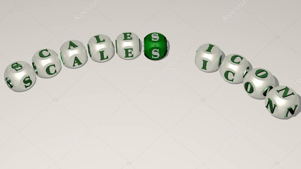 crucigramas de escala icono dispuesto por letras cúbicas en un piso