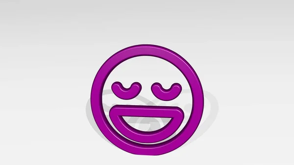 Sonriente Bendito Icono Sombra Fundición Ilustración Cara Emoticono —  Fotos de Stock