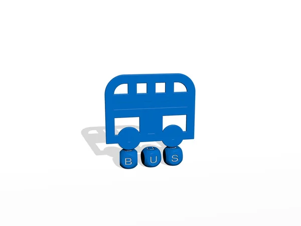 Bus Cubic Letters Icon Top Illustration City Car — Stock Photo, Image