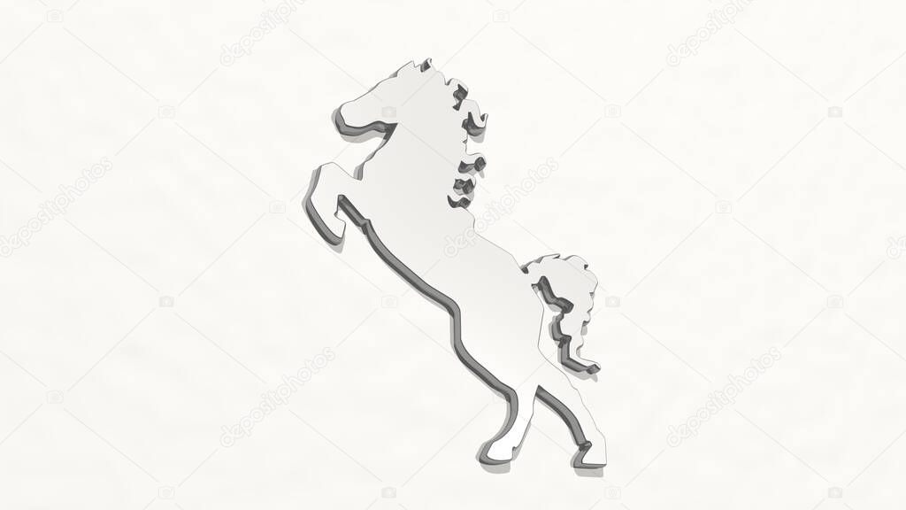 horse 3D drawing icon. 3D illustration. animal and background