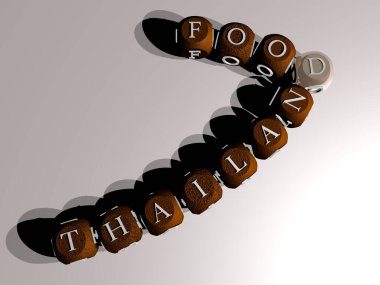 thailand food combined by dice letters and color crossing for the related meanings of the concept. asia and beautiful clipart