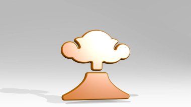 Doğal afet yanardağı 3 boyutlu bir ikon gölgesi oluşturur. Üç boyutlu illüstrasyon. arka plan ve güzel