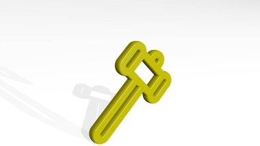 Araç HAMER 3D ikon gölge dökme. Üç boyutlu illüstrasyon. arkaplan ve ekipman