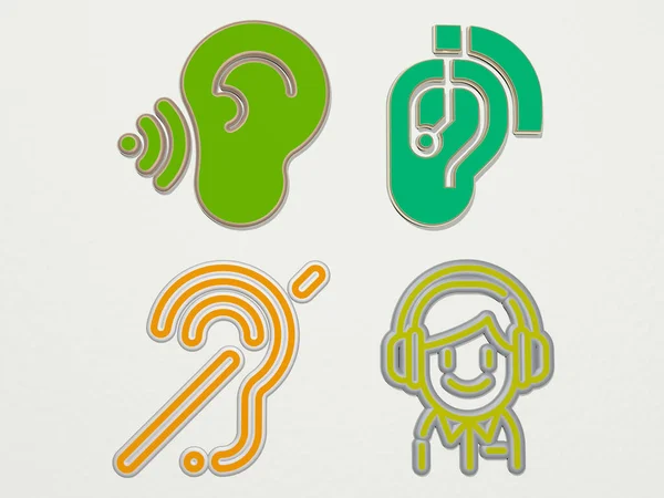 Hearing Icons Set Illustration Background Aid — Stock Photo, Image