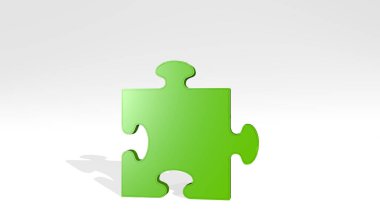 PIECE PUZLE 3D beyaz zemin üzerine resim simgesi. Üç boyutlu illüstrasyon. arkaplan ve izole