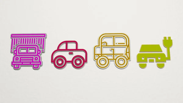 Car Symbole Gesetzt Illustration Auto Und Automobil — Stockfoto