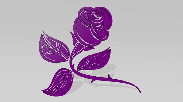 Ikona Kresby Rose Flower Bílé Podlaze Ilustrace Pozadí Krásné — Stock fotografie