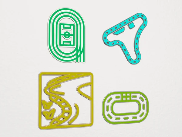 Race Track Icons Set Illustration — Stock Photo, Image