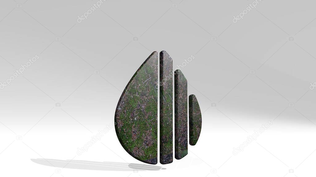 Color drop pick 3D icon standing on the floor. 3D illustration. background and abstract