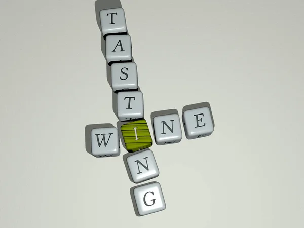 Wine Tasting Crossword Cubic Dice Letters Illustration Background Alcohol — Stock Photo, Image