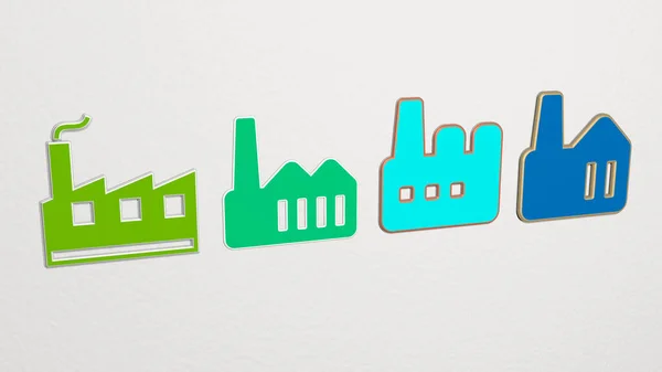 Factory Building Icons Set Illustration — Stock Photo, Image