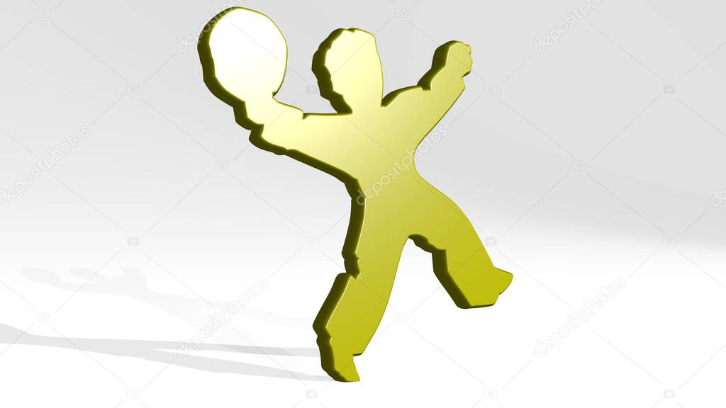boy playing with ball 3D icon casting shadow. 3D illustration. child and background