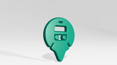 StyLE One Pin Treni 3 boyutlu ikon gölgesi. Üç boyutlu illüstrasyon. arkaplan ve tasarım