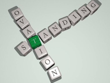 Kübik zar harfleriyle karşı karşıya gelmiş çapraz bulmaca. Üç boyutlu illüstrasyon. arka plan ve güzel