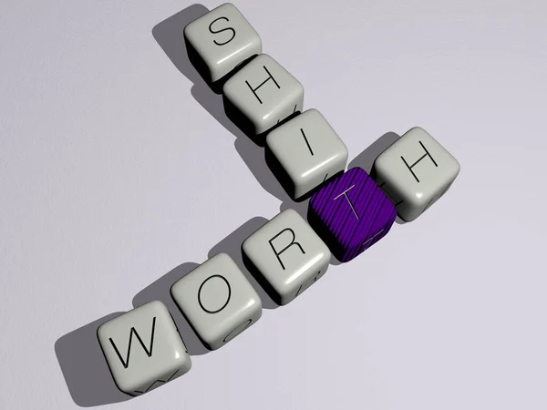 Worth Shit Crossword Cubic Dice Letters Illustration Fort Texas — Stockfoto