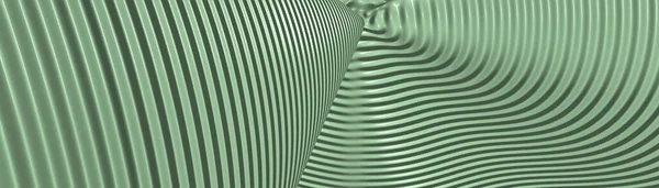 超宽图像由明亮的绿色单色3D曲线抽象背景图像制成 背景图像由具有阴影前景的平面斑纹图案组成 图解和蓝色 — 图库照片