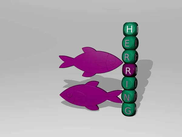 Herring Text Icon Illustration Fish Background — Stock Photo, Image