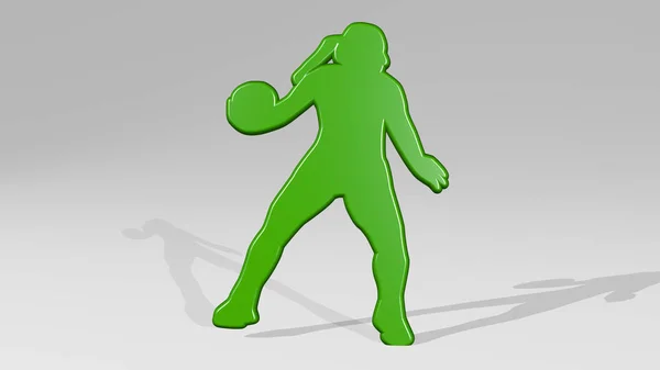 women handball 3D icon casting shadow. 3D illustration. beautiful and young