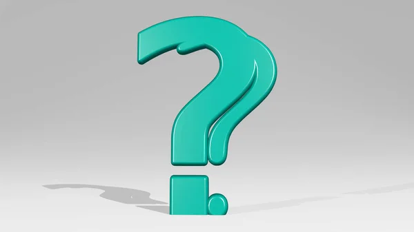 Soru işareti 3 boyutlu ikon döküm gölgesi. Üç boyutlu illüstrasyon. konsept ve iş