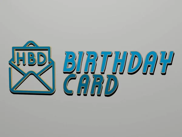 Birthday Card Значок Текст Стіні Ілюстрація Фон Святкування — стокове фото