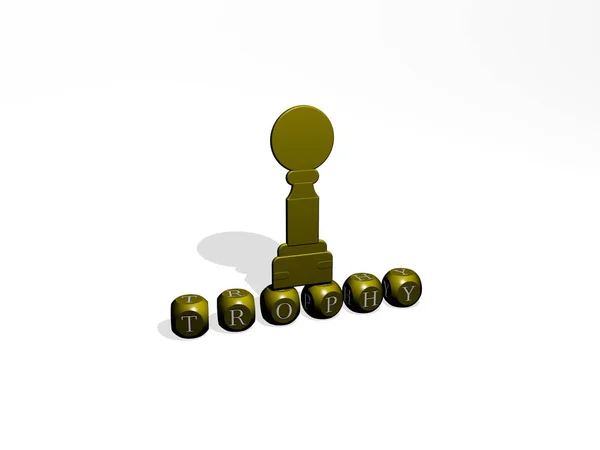Trophy Icon Cubic Letters Illustration Award Cup — Stock Photo, Image