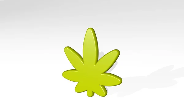 Drogues Cannabis Icône Jetant Ombre Illustration Contexte Pilules — Photo