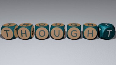 Konseptin ilgili anlamları için zar harfleri ve renk geçişleriyle birleştirilmişti. illüstrasyon ve balon