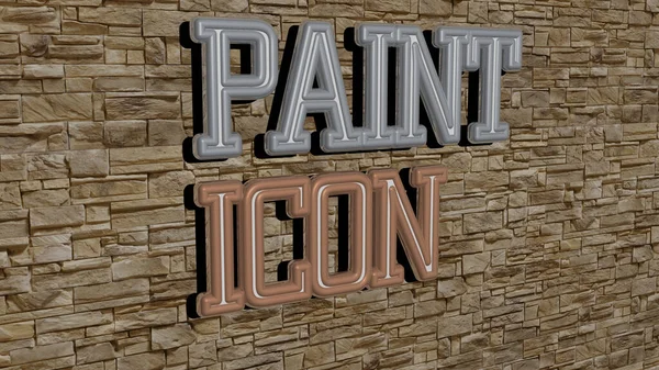 Paint Icon Text Texturované Zdi Ilustrace Pozadí Abstraktní — Stock fotografie