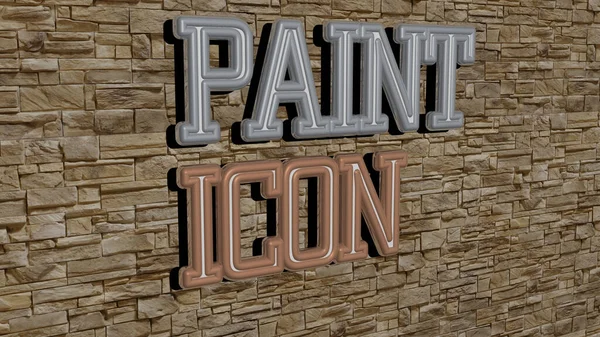 Paint Icon Texte Sur Mur Texturé Illustration Contexte Résumé — Photo