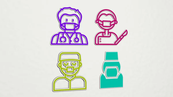 Surgeon Colorful Set Icons Illustration Doctor Medical — Stock Photo, Image