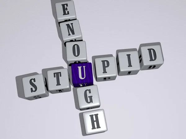 Stupid Enough Crossword Cubic Dice Letters Illustration Dumb Background — Stockfoto