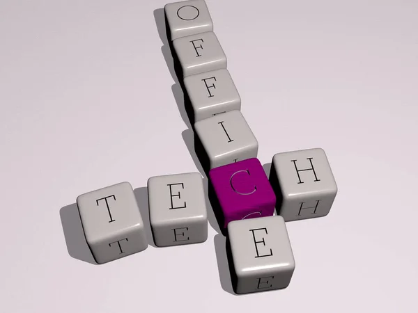 Tech Office Mots Croisés Par Des Dés Cubes Lettres Illustration — Photo