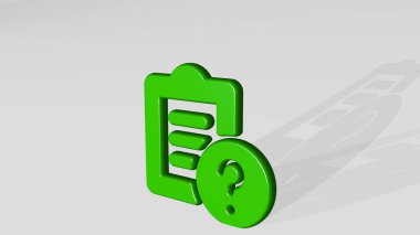 Görev listesi soru 3 boyutlu ikon döküm gölgesi. Üç boyutlu illüstrasyon. iş ve konsept